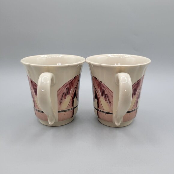 Cara Stone Equus Horse Design Coffee Mugs Carafina Beige Equestrian Theme - Picture 4 of 7